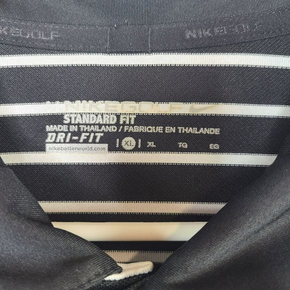 Nike Golf Standard Fit Mens Sz XL Dri-Fit Golf Polo Shirt Black White Stripes - Picture 4 of 8